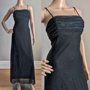 Vintage 90s A Fortiori Metallic Prom Gown Maxi Dress Siren Whimsygoth Size 3/4
